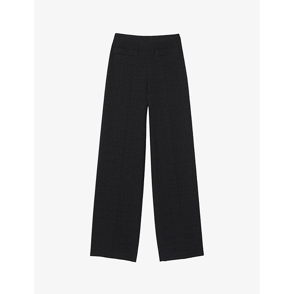 Womens Sandro Alima high-rise tweed cotton-blend trousers