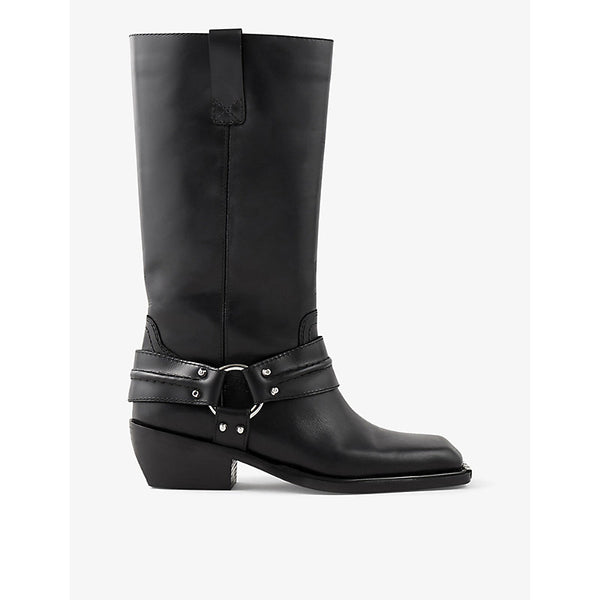 Sandro Sixten buckle-embellished leather knee-high boots | Sandro