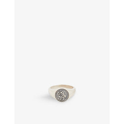 Serge Denimes St Christopher-embossed oxidised-finish sterling-silver ring