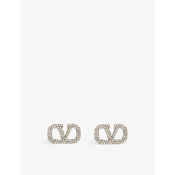 Valentino Garavani VLOGO crystal-embellished metal single earring