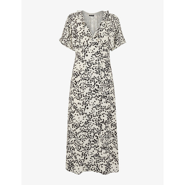 Whistles Dandelion floral-print short-sleeve woven midi dress | WHISTLES