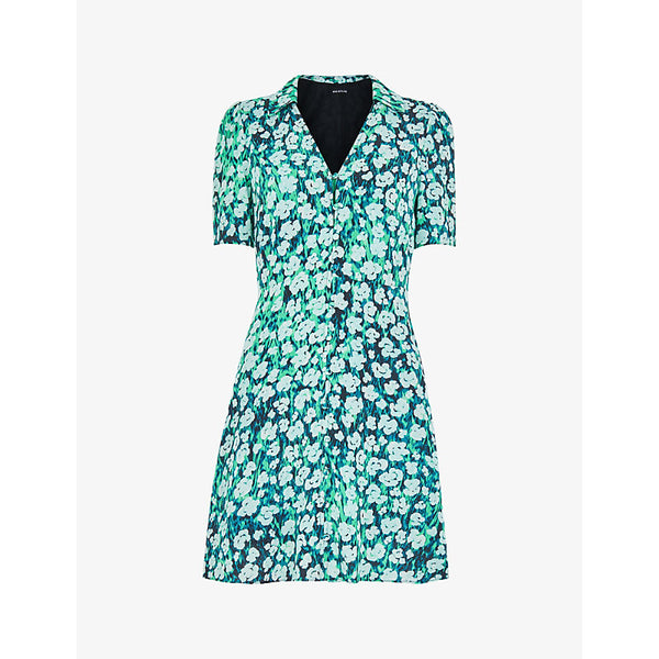 Whistles Rowal floral-print short-sleeve woven mini dress | WHISTLES