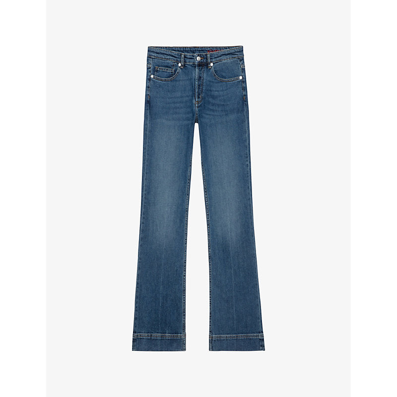  Zadig&Voltaire Vincente logo-embroidered flared-leg mid-rise stretch-denim jeans