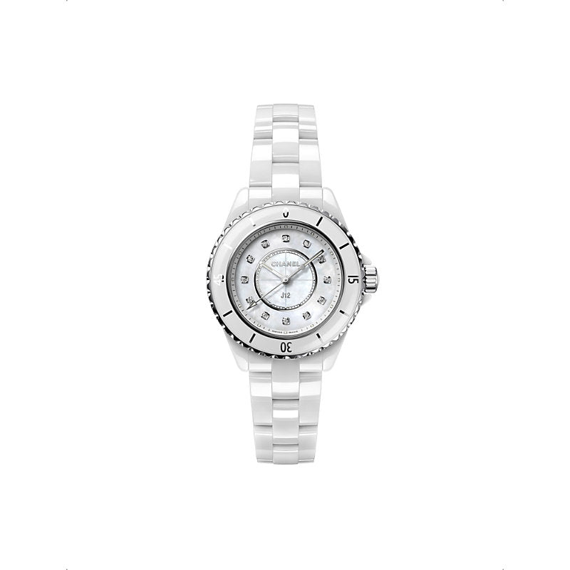 Chanel H5704 J12 steel, ceramic, mother-of-pearl and 0.06ct diamond quartz watch