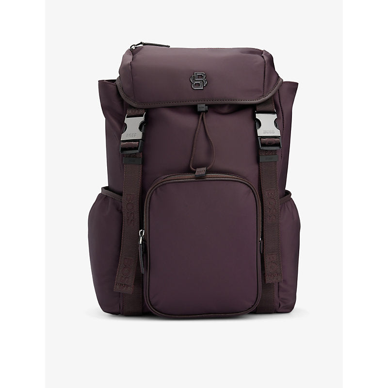  Boss Double B-monogram matte recycled-polyester backpack