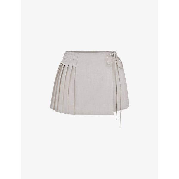  House Of Cb Tatum pleated stretch-woven mini skirt