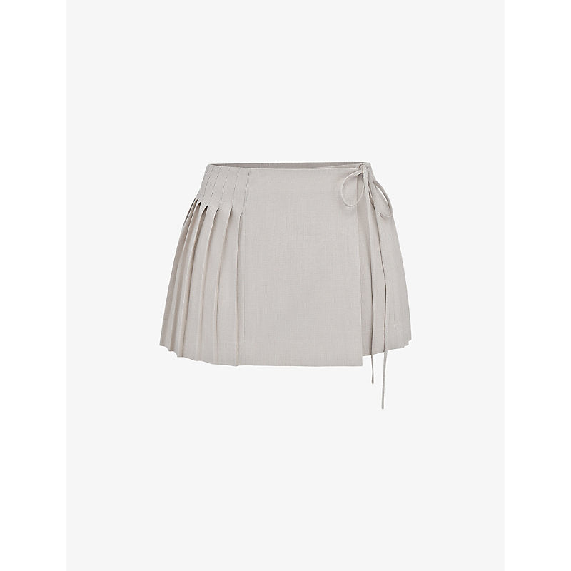  House Of Cb Tatum pleated stretch-woven mini skirt