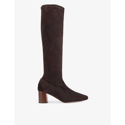 Lk Bennett Davina square-toe suede heeled knee-high boots