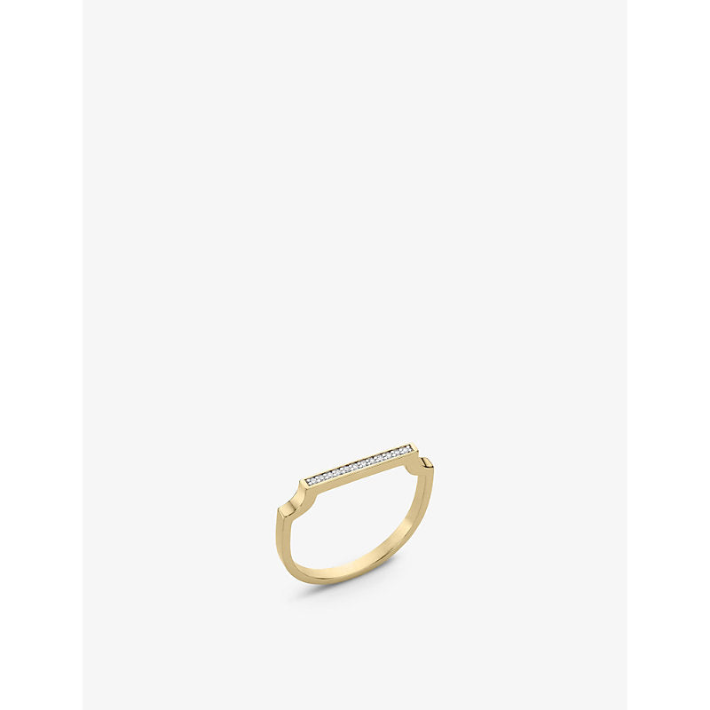  Monica Vinader Signature thin 18ct yellow gold-plated vermeil sterling silver and 0.036ct diamond ring