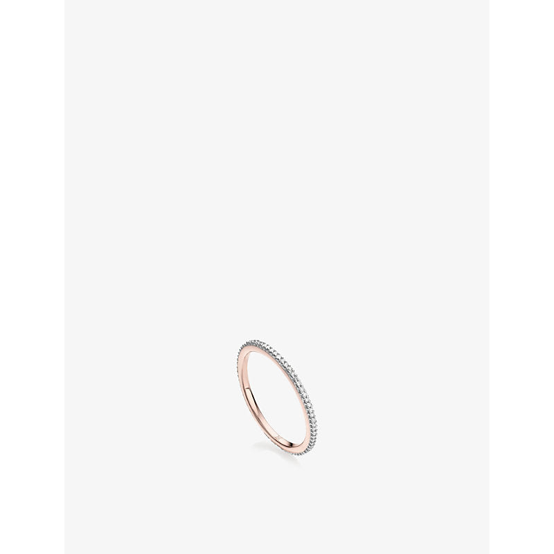  Monica Vinader Skinny 18ct rose gold-plated vermeil sterling silver and 0.12 diamond eternity ring