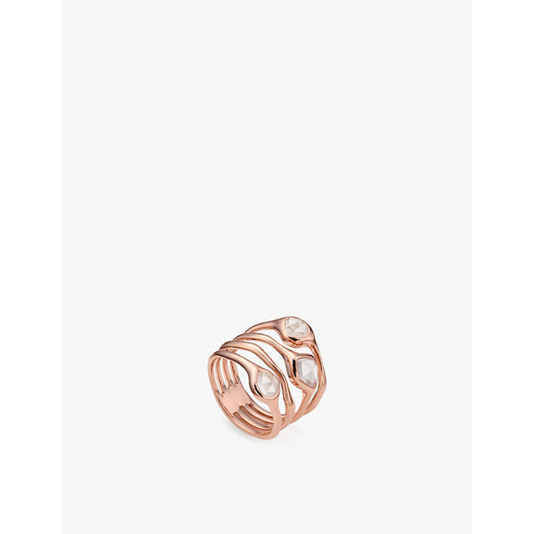 Monica Vinader Siren 18ct rose gold-plated vermeil sterling silver and rose quartz cluster ring