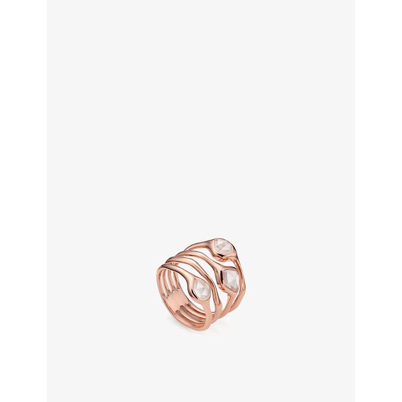 Monica Vinader Siren 18ct rose gold-plated vermeil sterling silver and rose quartz cluster ring