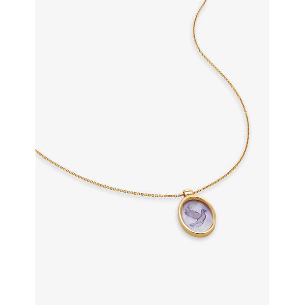 Monica Vinader Intaglio Dove 18ct yellow gold-plated vermeil sterling-silver pendant necklace