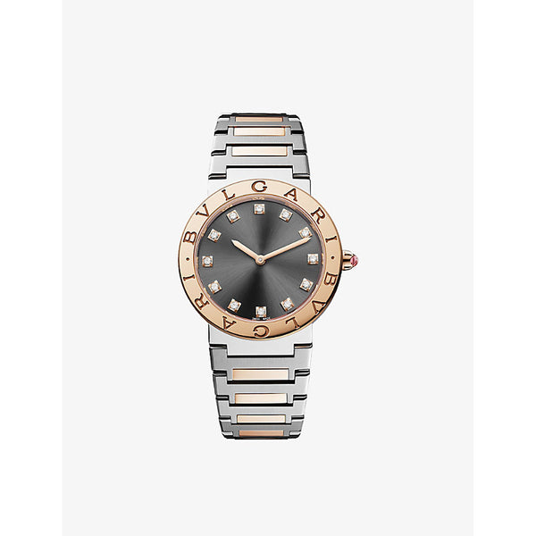 103067 BVLGARI BVLGARI stainless-steel, 18ct rose-gold and diamond quartz watch