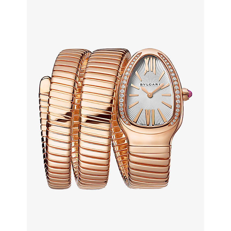 Bvlgari SPP35C6GDG.2T Serpenti Tubogas 18ct rose-gold and 0.29ct brilliant-cut diamond quartz watch