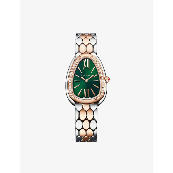 Bvlgari SP33C4SPGSPGD Serpenti Seduttori 18ct rose-gold, stainless-steel and 0.39ct brilliant-cut diamond quartz watch