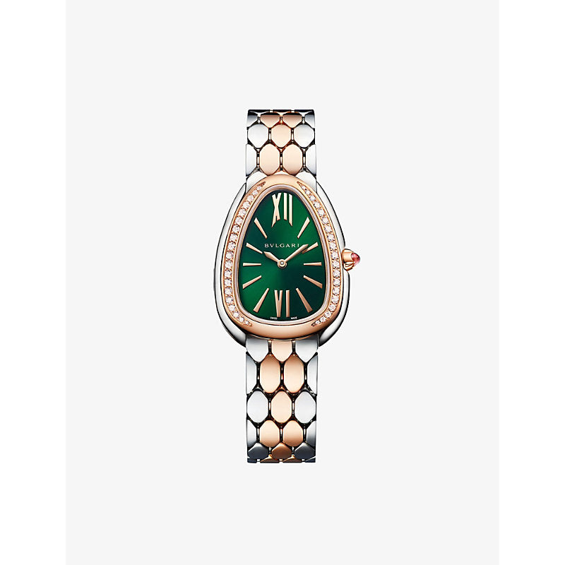 Bvlgari SP33C4SPGSPGD Serpenti Seduttori 18ct rose-gold, stainless-steel and 0.39ct brilliant-cut diamond quartz watch