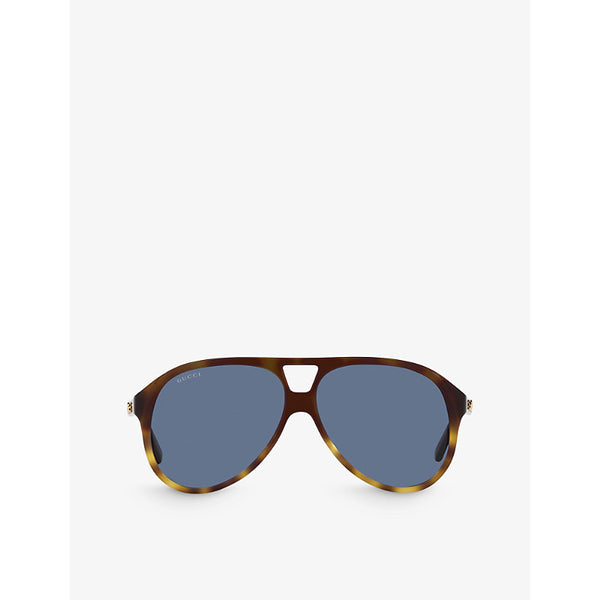 Gucci GG1286S aviator-frame tortoiseshell acetate sunglasses