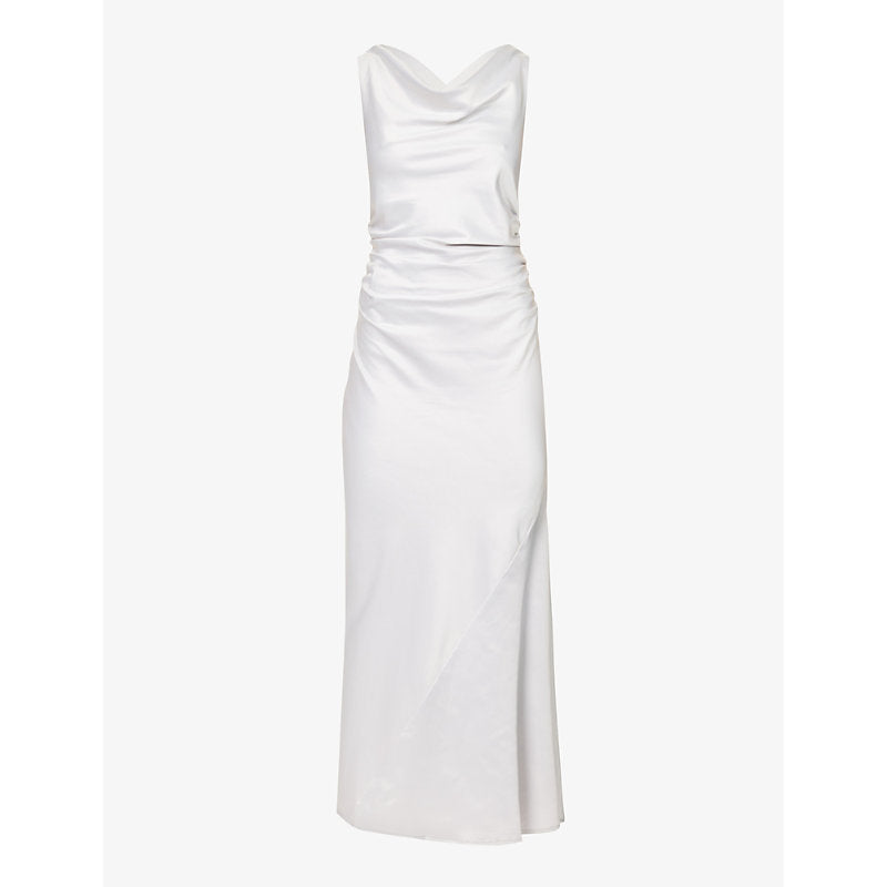 Amy Lynn Cowl-neck flared-hem stretch-woven maxi dress | AMY LYNN