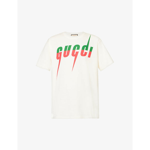  Gucci Brand-print short-sleeved cotton-jersey T-shirt