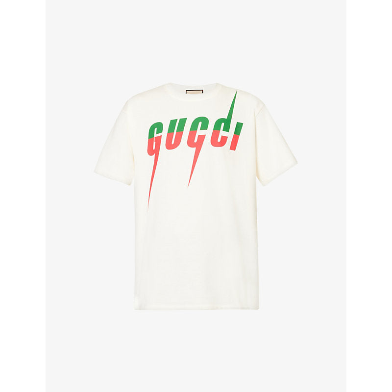  Gucci Brand-print short-sleeved cotton-jersey T-shirt