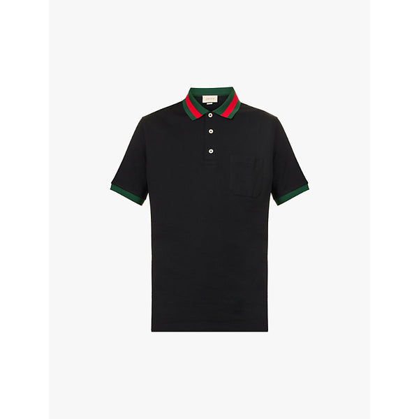 Gucci Striped-collar regular-fit stretch-cotton piqué polo shirt