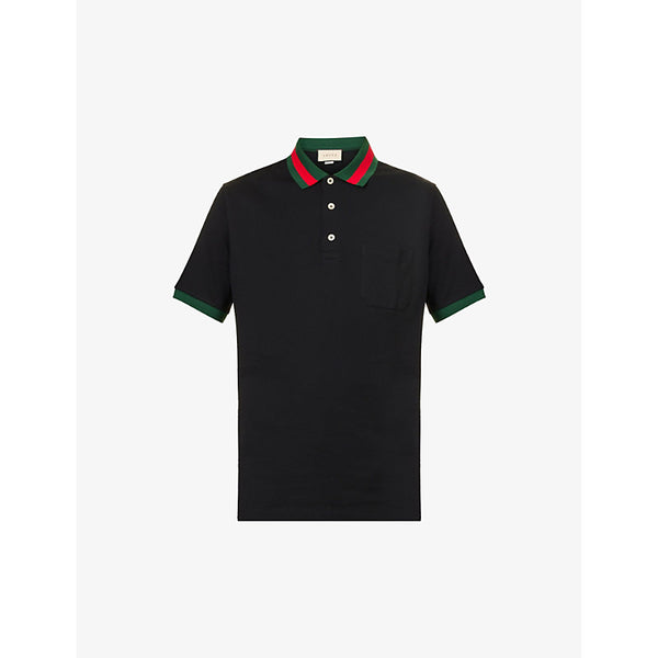  Gucci Striped-collar regular-fit stretch-cotton piqué polo shirt