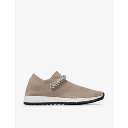 Jimmy Choo Verona crystal-embellished knitted low-top trainers