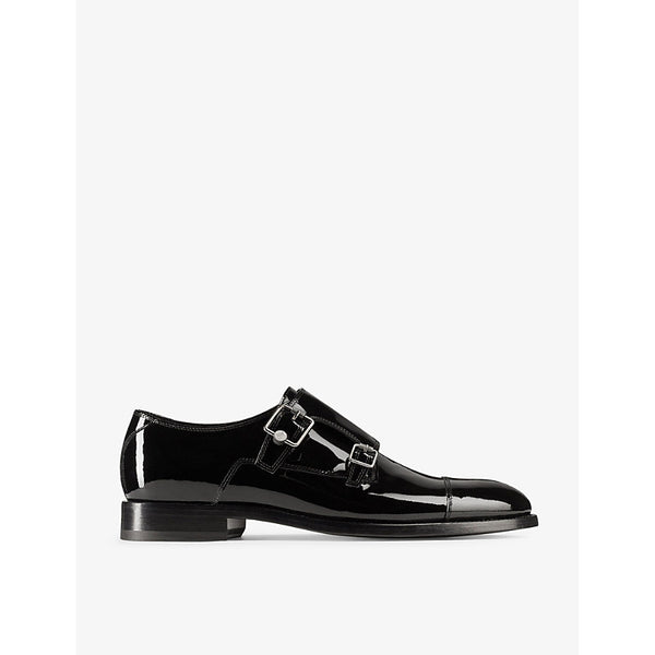 Jimmy Choo Finnion double-strap patent-leather monk shoes