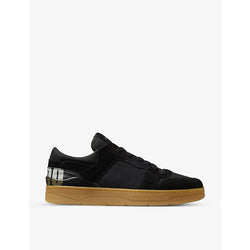 Jimmy Choo Florent F logo-print suede and cotton-canvas low-top trainers