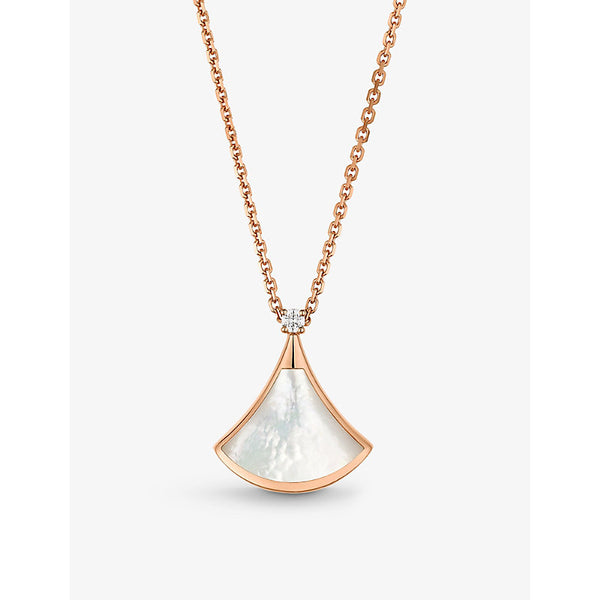 Bvlgari Divas' Dream 18ct rose-gold, 0.03ct brilliant-cut diamond and mother-of-pearl pendant necklace