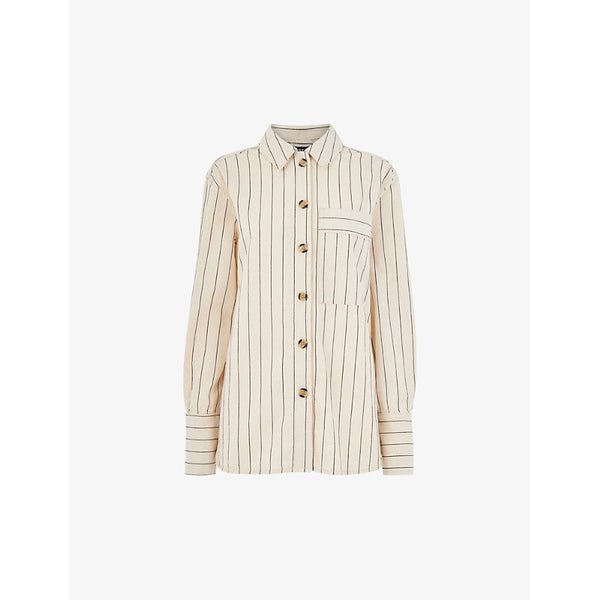 Whistles Kwammie striped stretch-cotton overshirt