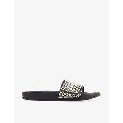 Jimmy Choo Fitz pearl-embellished canvas slides