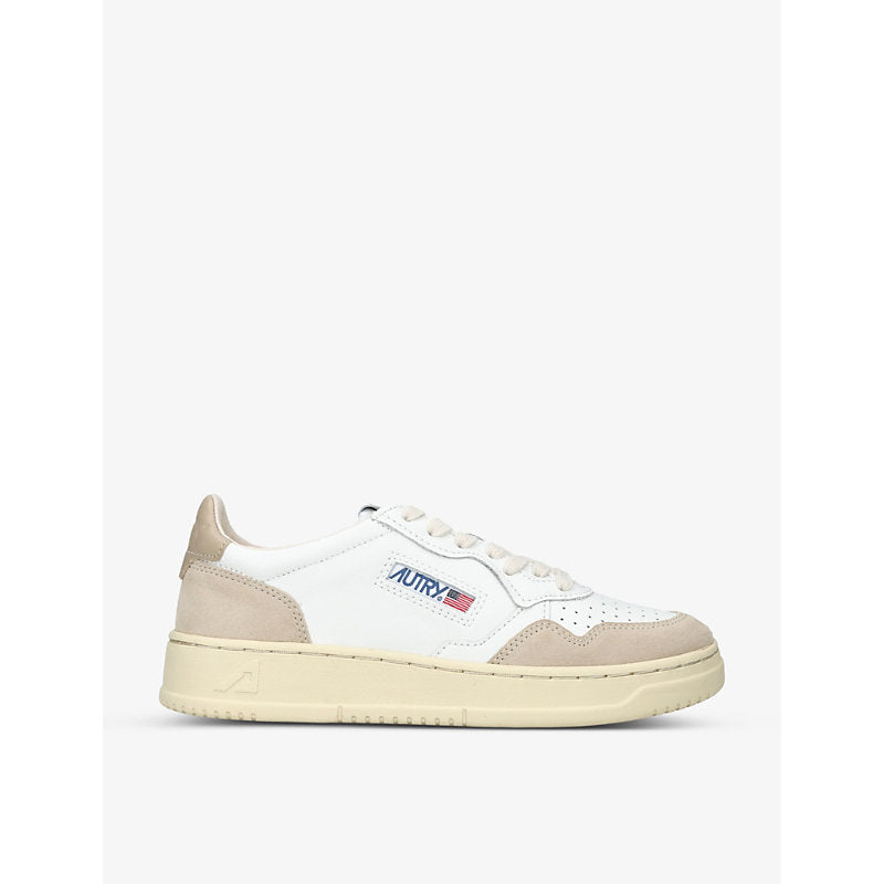 Autry Medalist brand-embroidered suede and leather low-top trainers | Autry