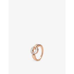 BVLGARI BVLGARI 18ct rose-gold, 0.04ct brilliant-cut diamond and mother-of-pearl ring