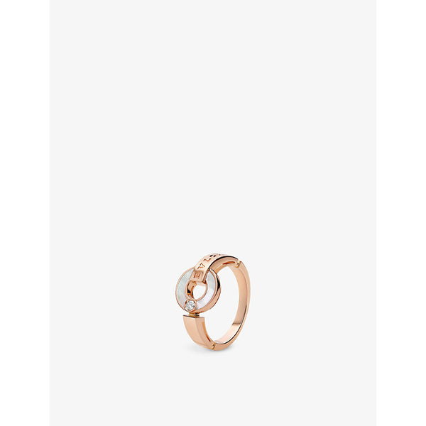 BVLGARI BVLGARI 18ct rose-gold, 0.04ct brilliant-cut diamond and mother-of-pearl ring