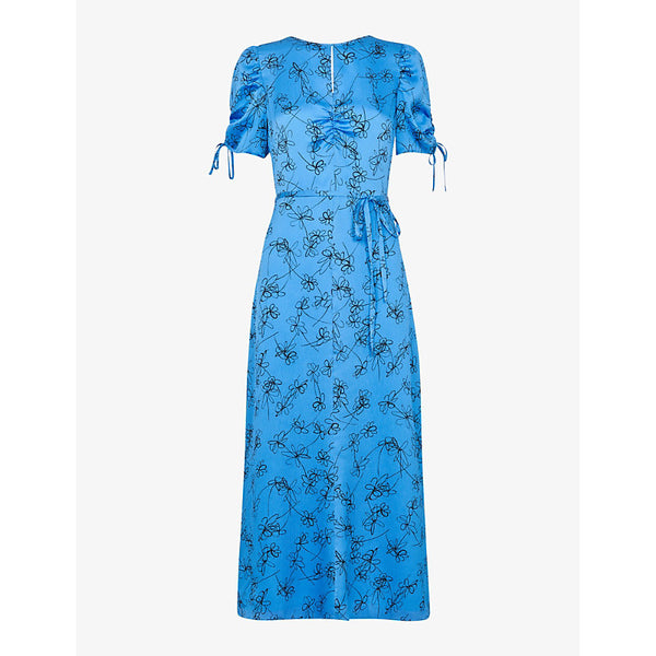 Whistles Aurelie Scribble Daisy floral-print woven-blend midi dress | WHISTLES