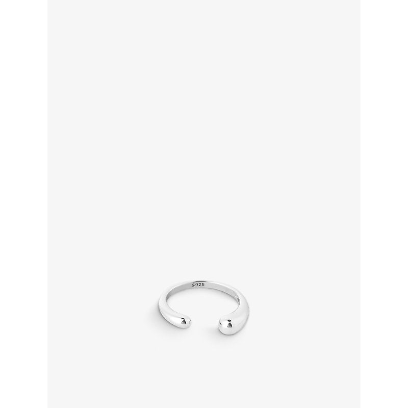 Astrid & Miyu Molten rhodium-plated recycled sterling-silver open ring