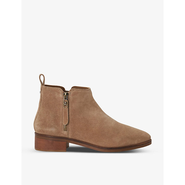  Dune Progress logo-embellished suede heeled  ankle boots