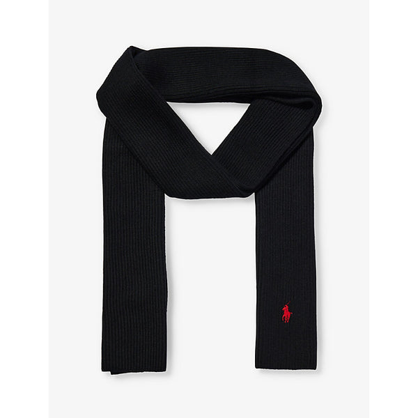 Polo Ralph Lauren Brand-embroidered ribbed wool scarf