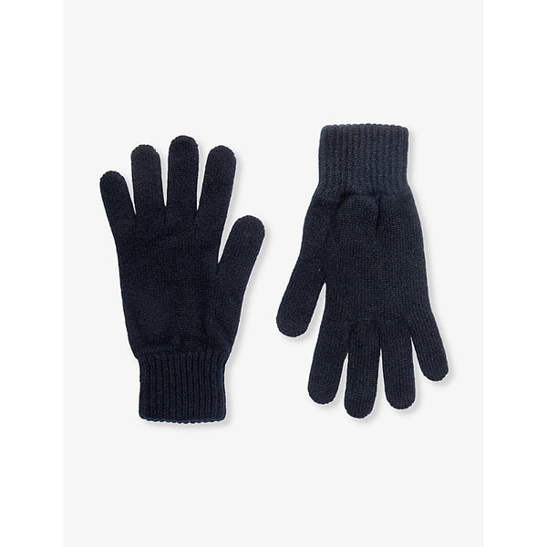 Johnstons Ribbed-cuff knitted cashmere gloves