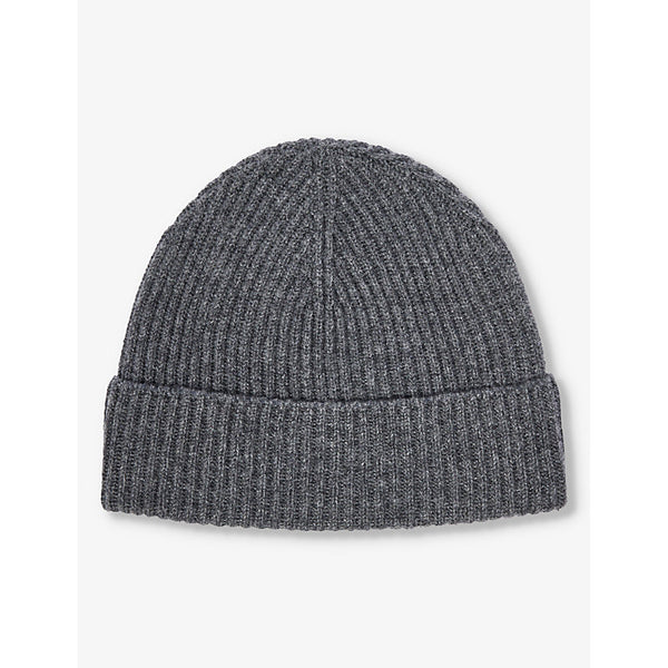  Johnstons Ribbed-knit folded-brim cashmere beanie hat