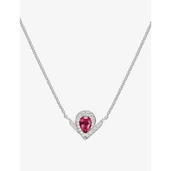 Chaumet Joséphine Aigrette 18ct white-gold, 0.19ct brilliant-cut diamond and 0.6ct pear-cut rubellite pendant necklace