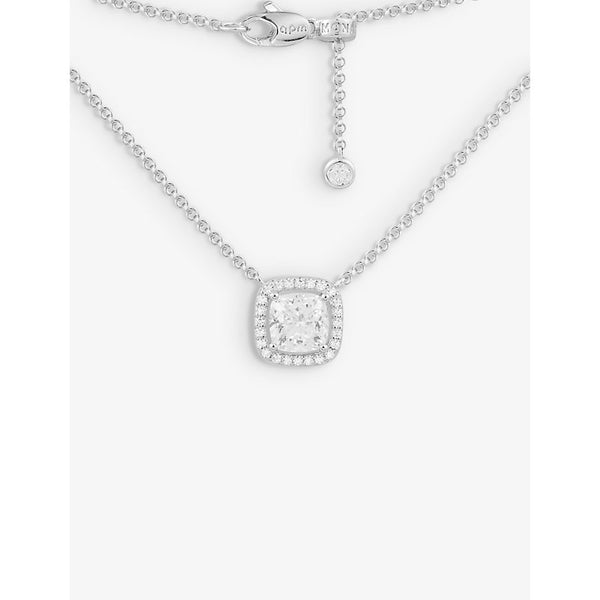  Apm Monaco Square sterling-silver and cubic-zirconia pendant necklace