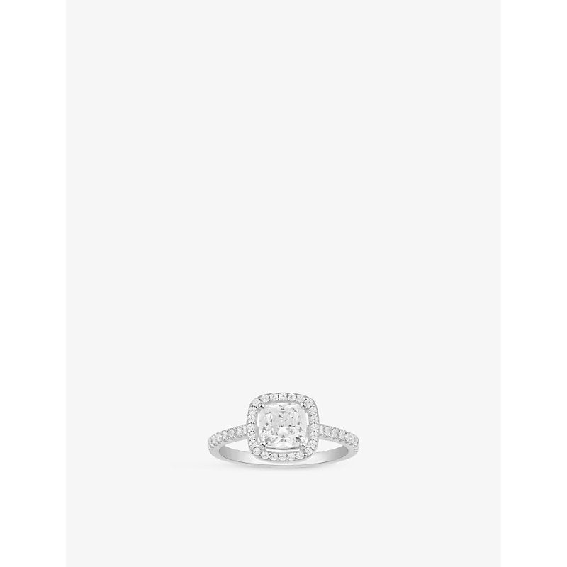  Apm Monaco Square sterling-silver and pavé cubic-zirconia ring