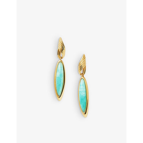 Missoma Wavy 18ct recycled yellow-gold brass and amazonite drop earrings