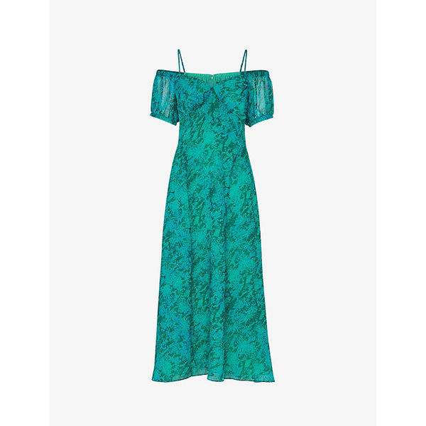 Whistles Snakeskin-print recycled-polyester midi dress | WHISTLES