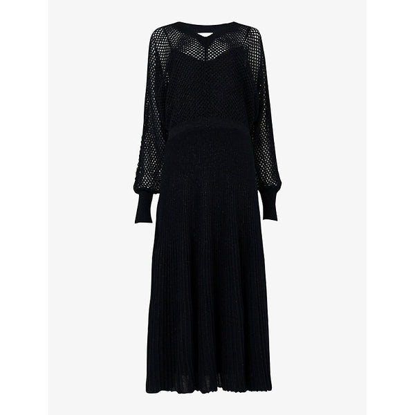 Leem V-neck long-sleeved knitted maxi dress | LEEM