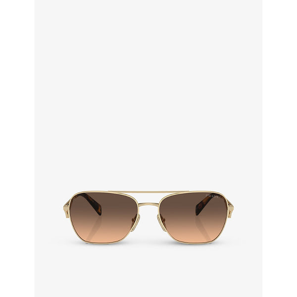 Prada PR A50S aviator-frame tortoiseshell metal sunglasses