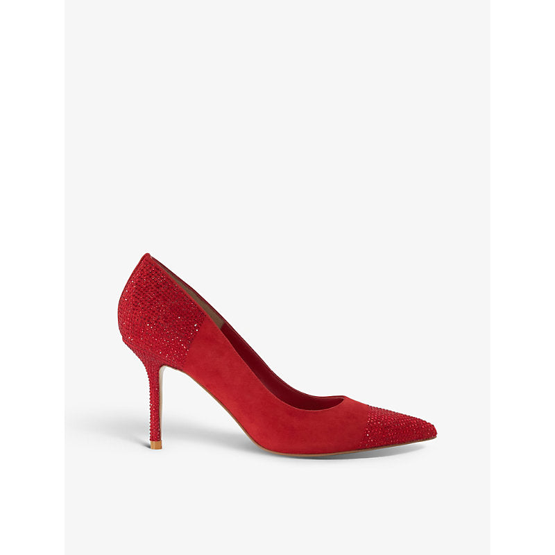 Dune Agency crystal-embellished suede heeled courts